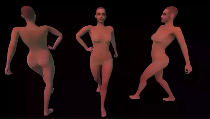 Low poly woman base mesh Low-poly 3D model