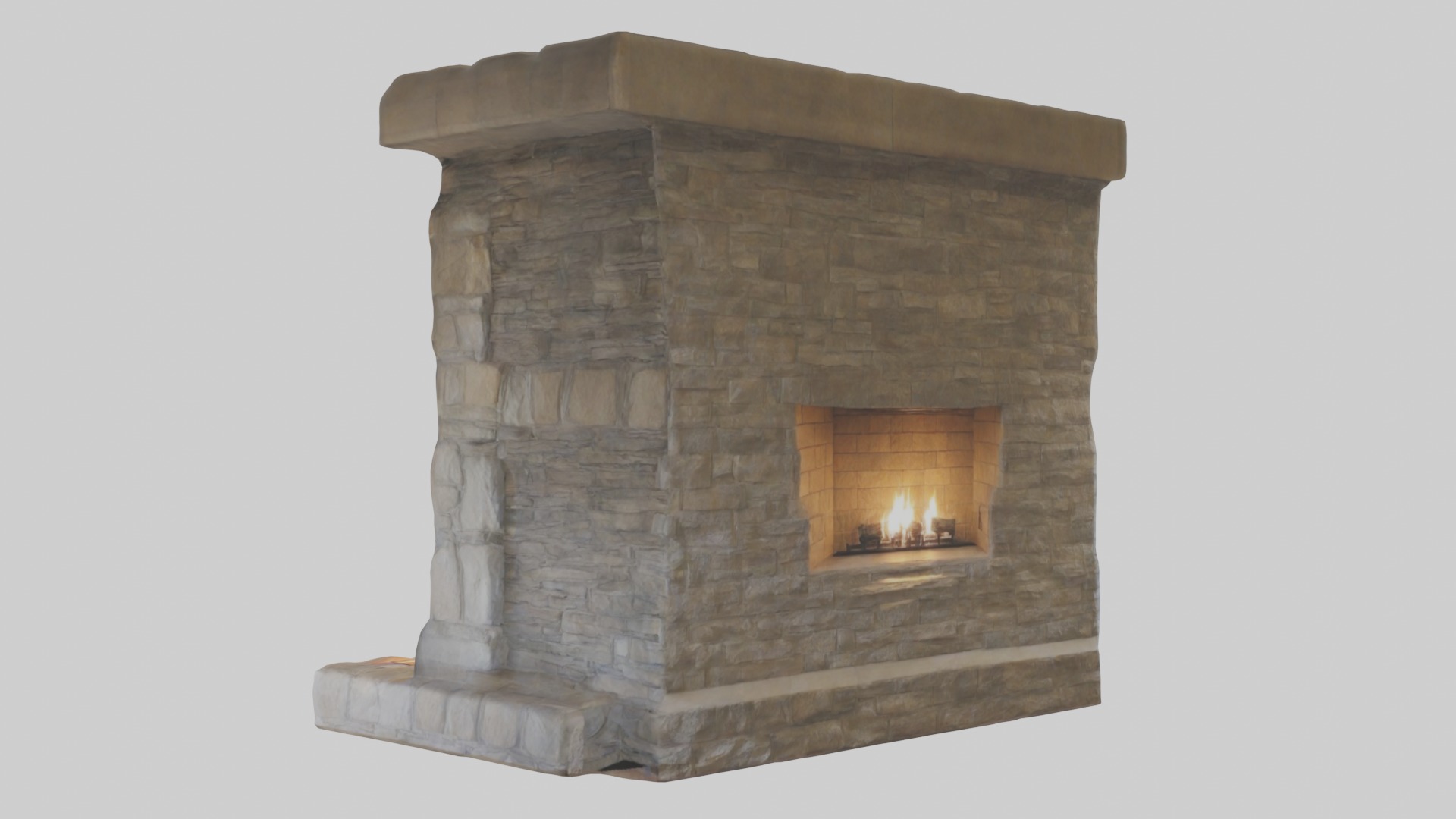 Stone fireplace Low-poly 3D model_1