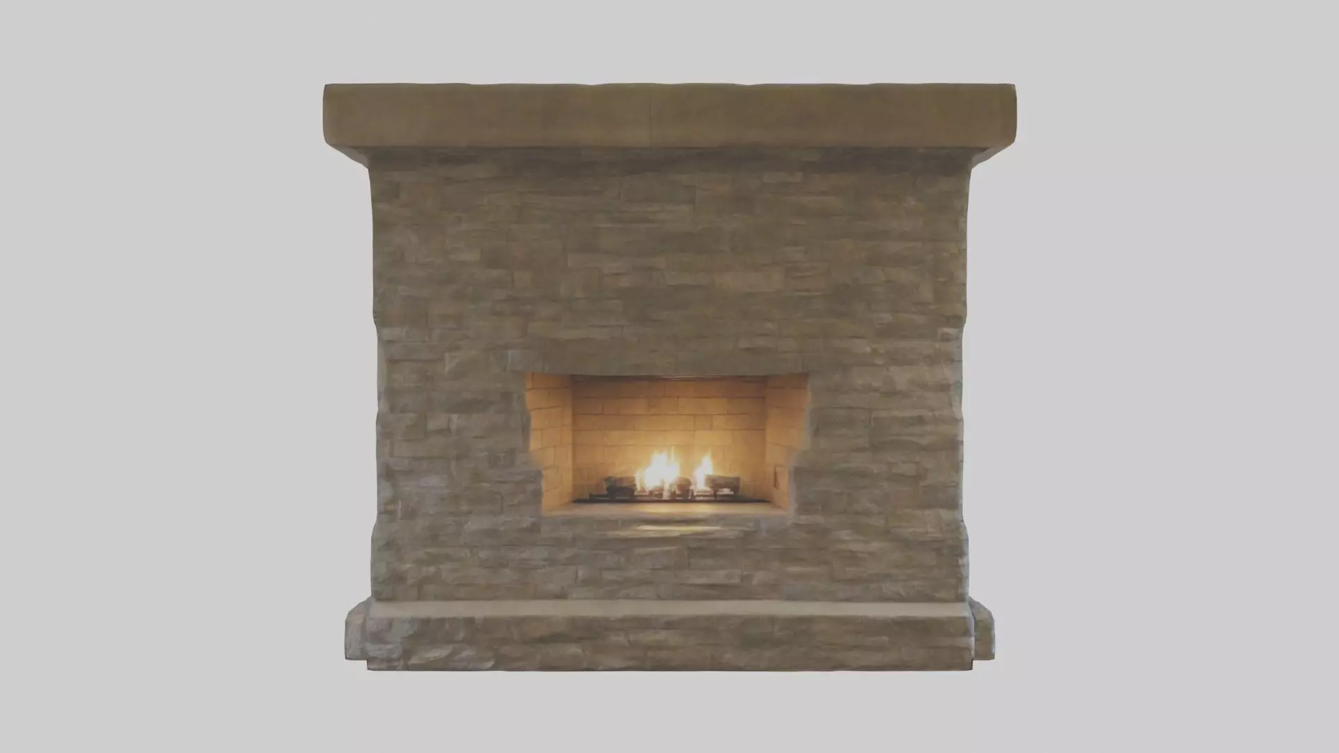 Stone fireplace Low-poly 3D model_0