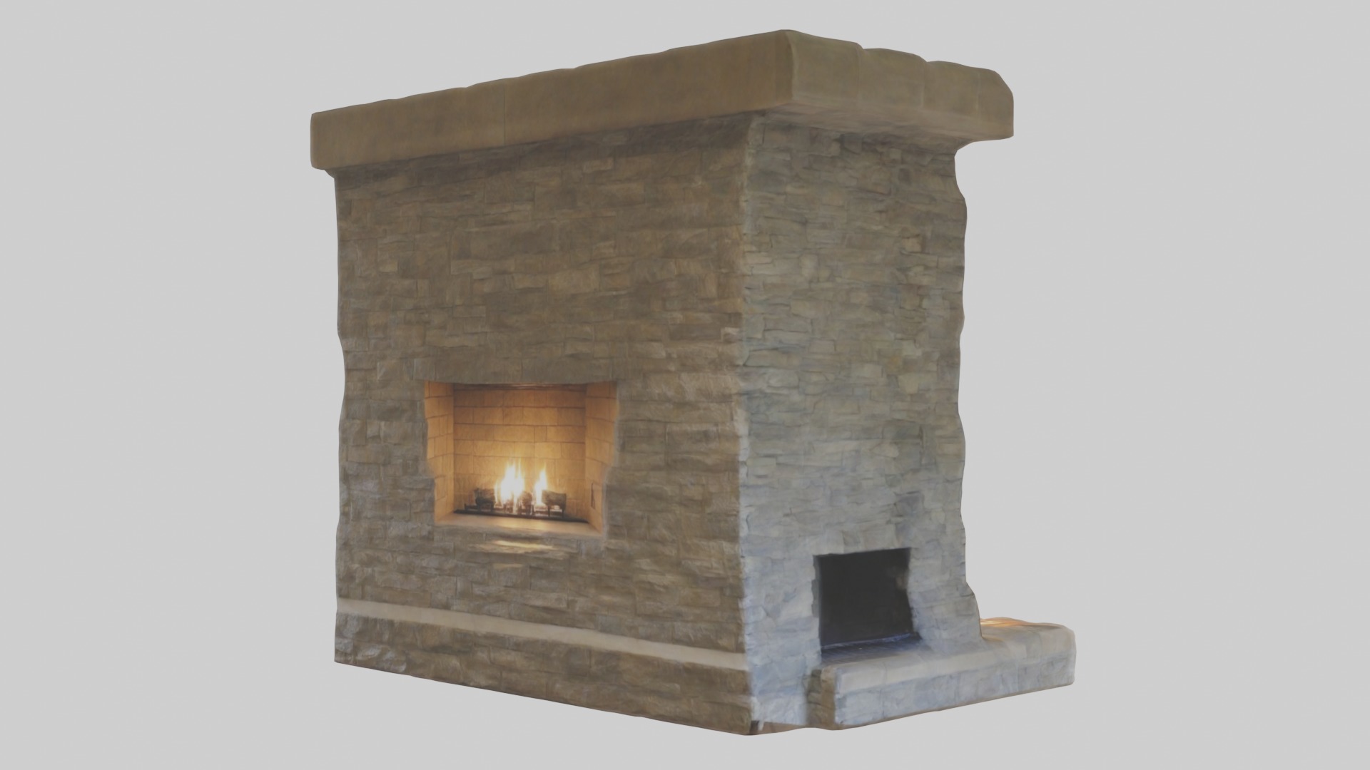 Stone fireplace Low-poly 3D model_2