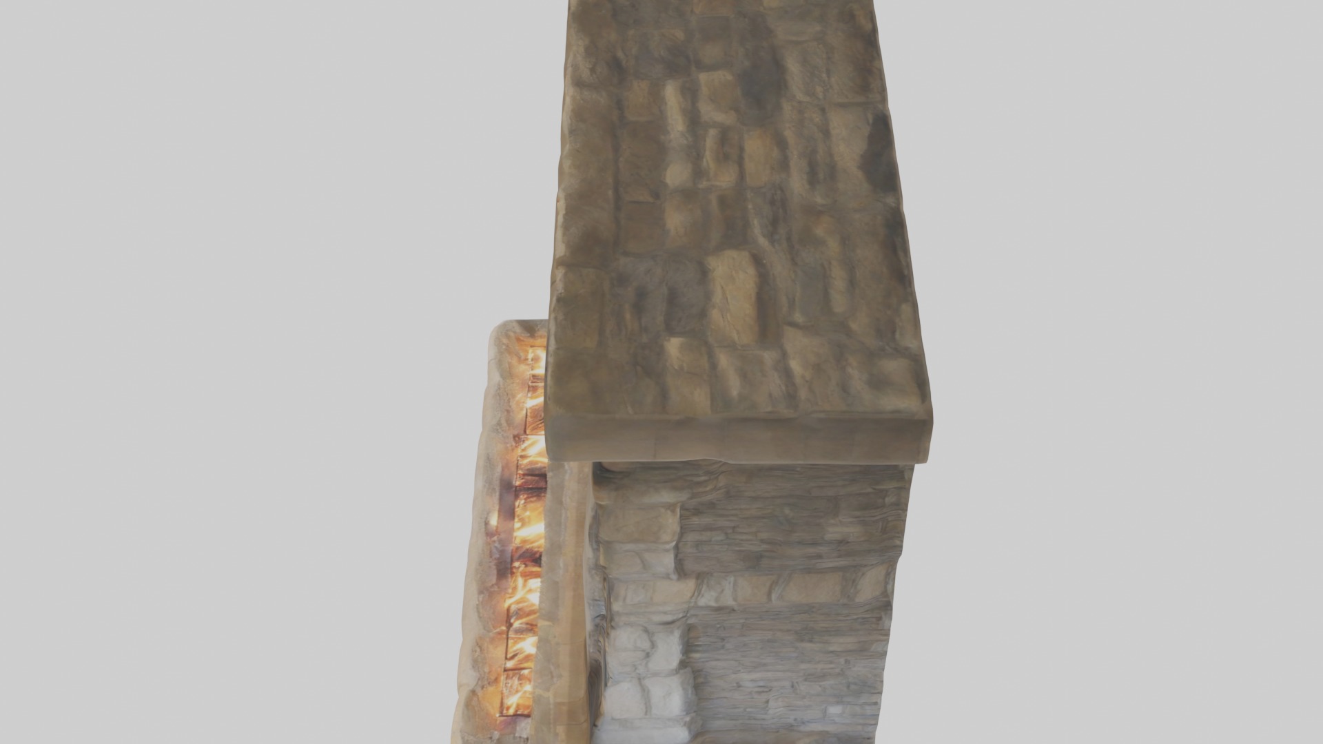 Stone fireplace Low-poly 3D model_11