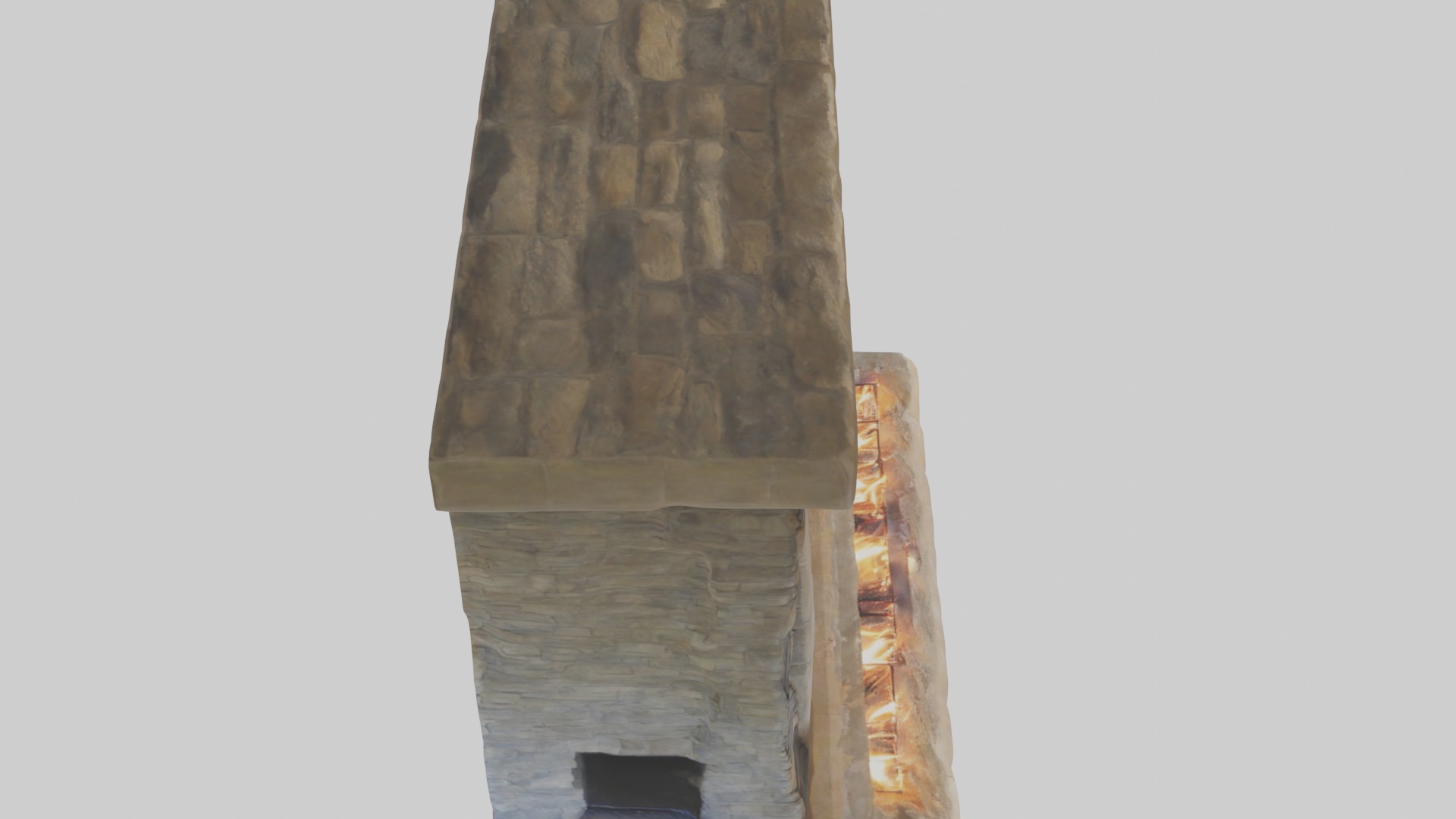 Stone fireplace Low-poly 3D model_12