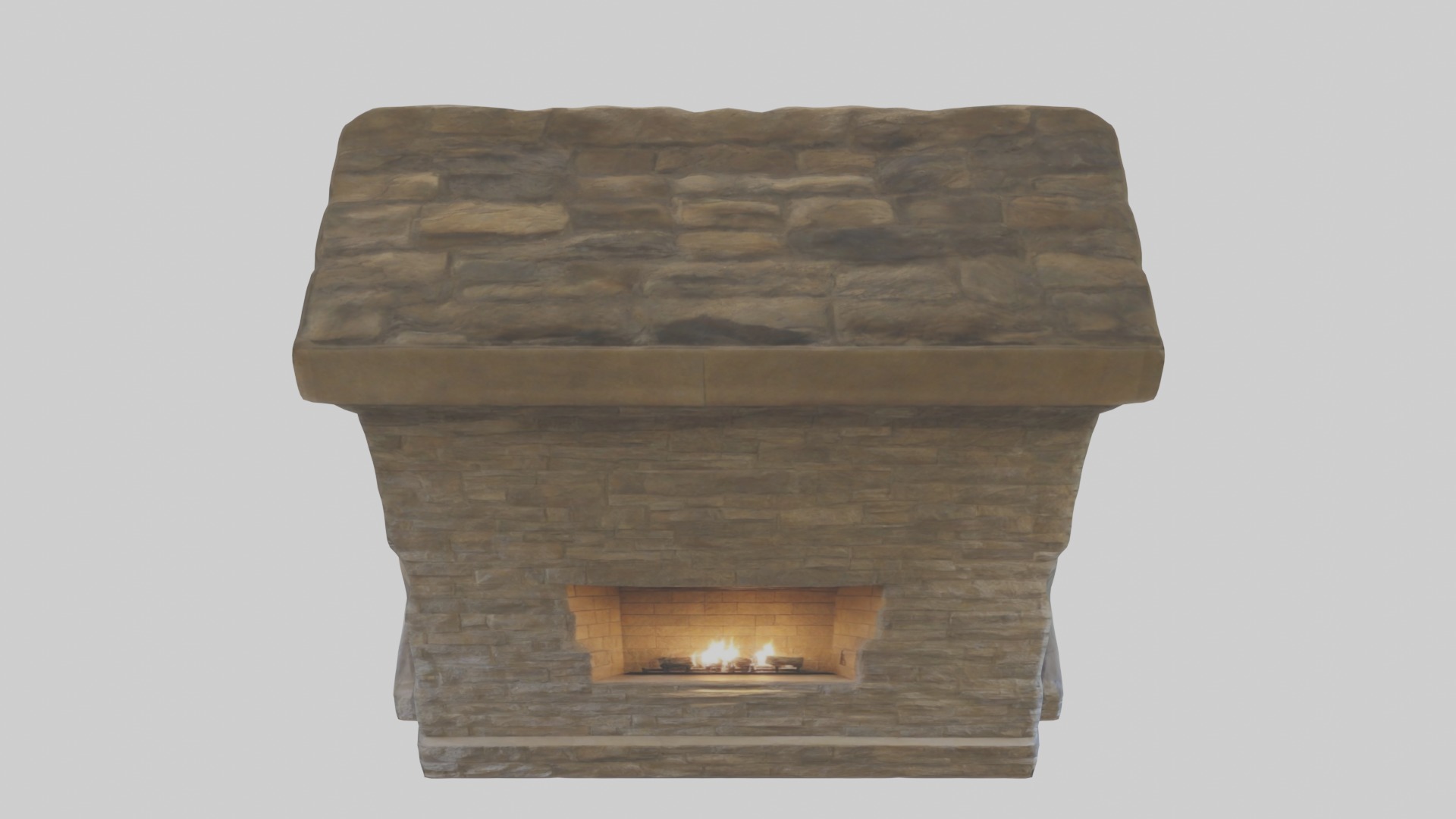 Stone fireplace Low-poly 3D model_9