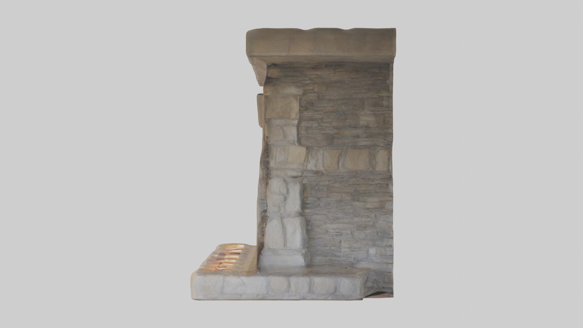 Stone fireplace Low-poly 3D model_6