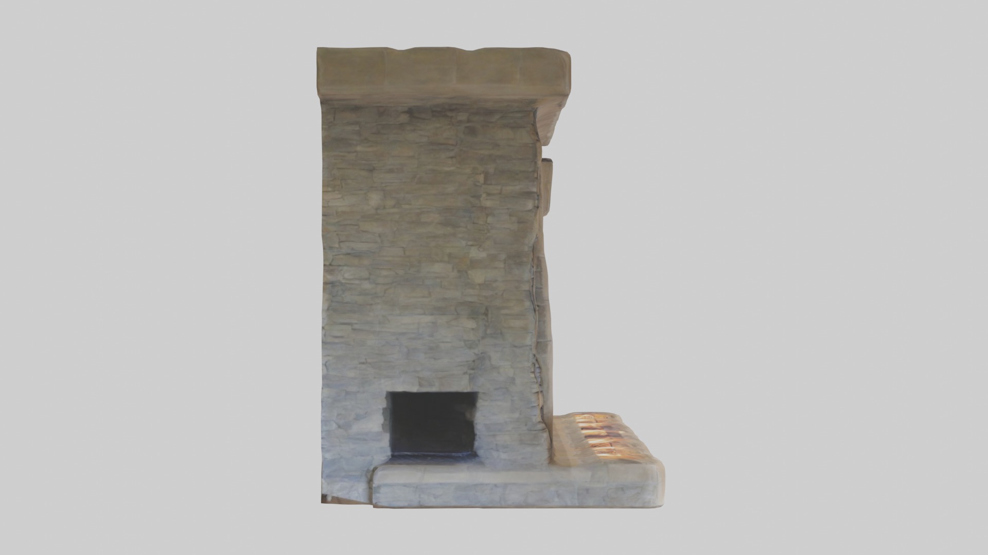 Stone fireplace Low-poly 3D model_7