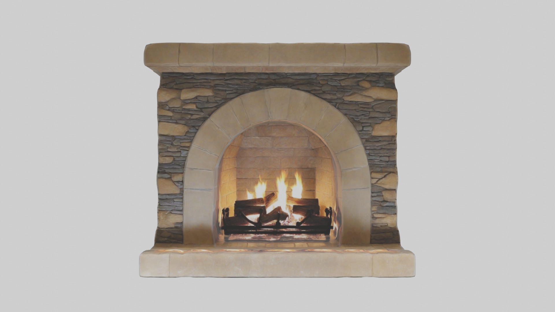 Stone fireplace Low-poly 3D model_3