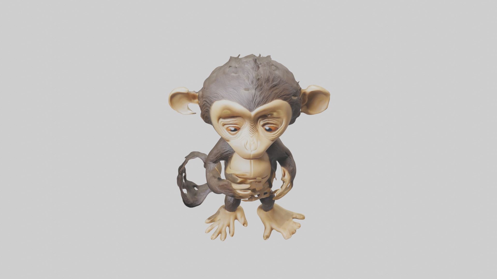 Standing Monkey Model Low-poly 3D model_10