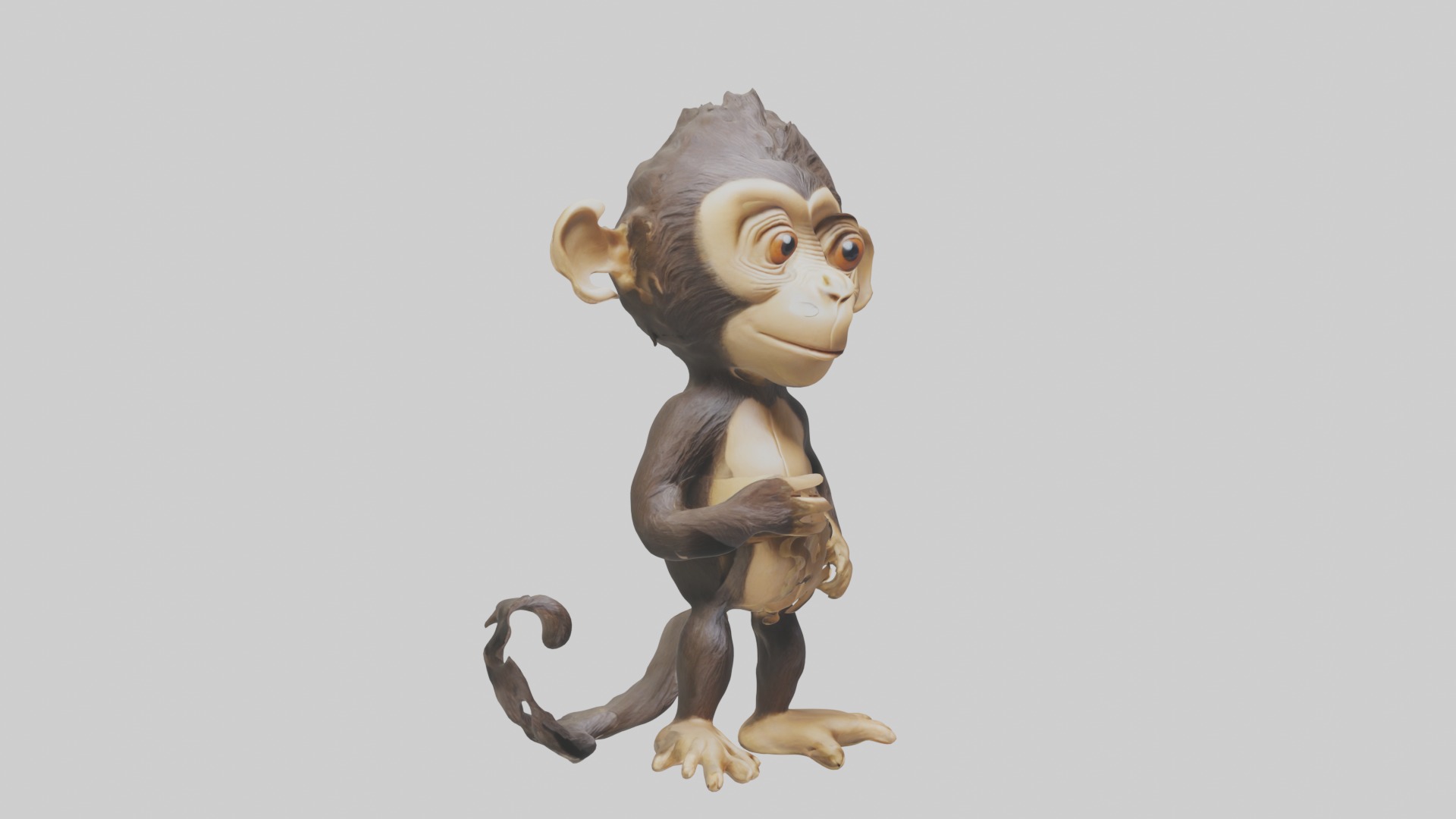 Standing Monkey Model Low-poly 3D model_1
