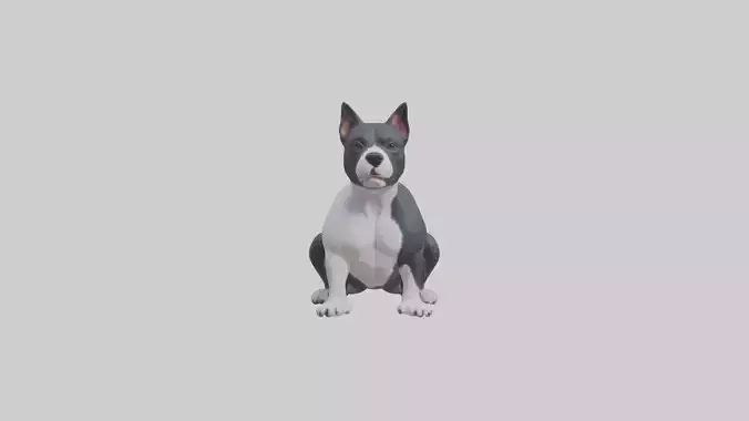 Sitting Staffordshire Bull Terrier model