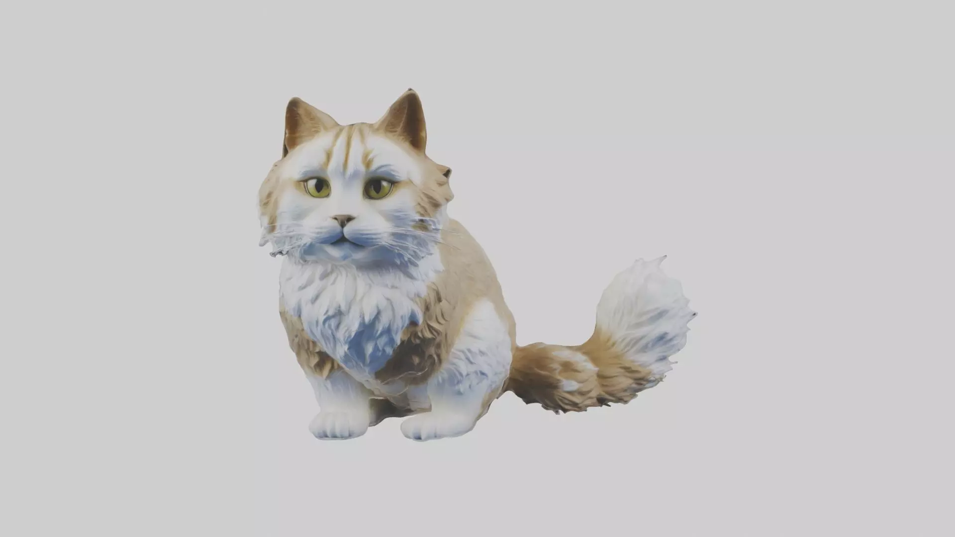 Sitting Siberian Cat model Low-poly 3D model_0