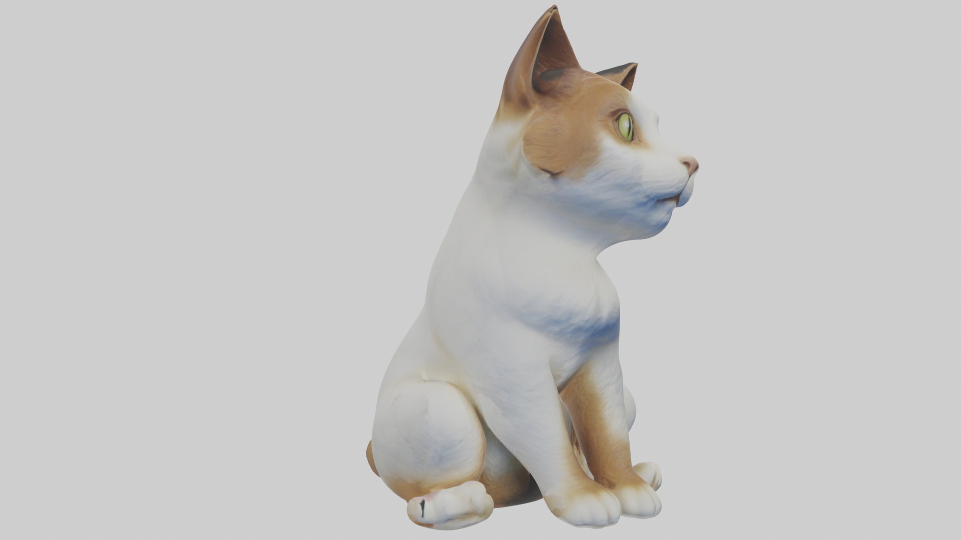 Sitting Manx Cat model Low-poly 3D model_5