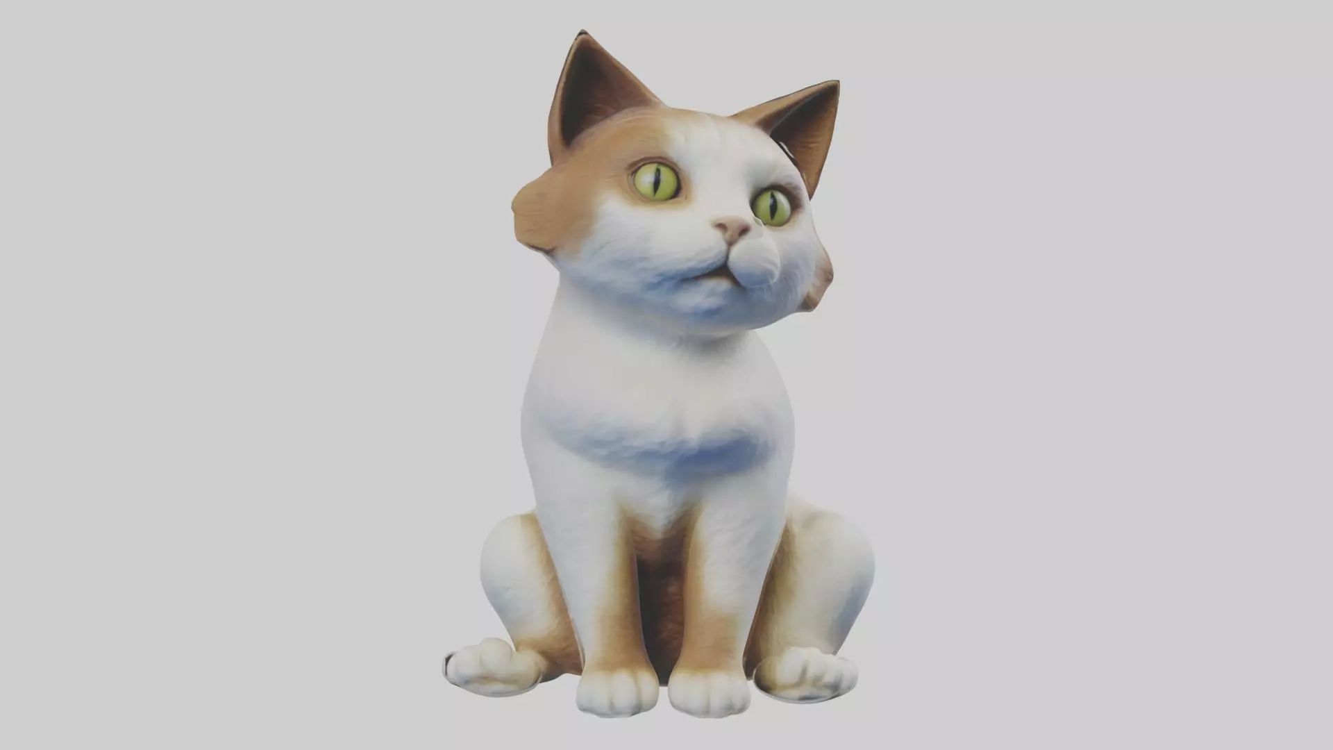 Sitting Manx Cat model Low-poly 3D model_0