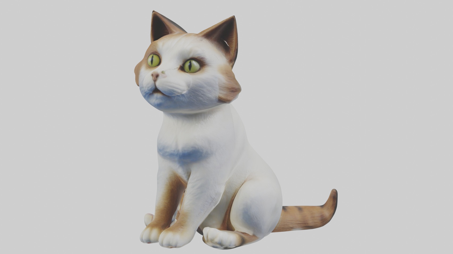 Sitting Manx Cat model Low-poly 3D model_1