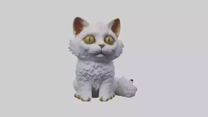 Sitting LaPerm Cat model