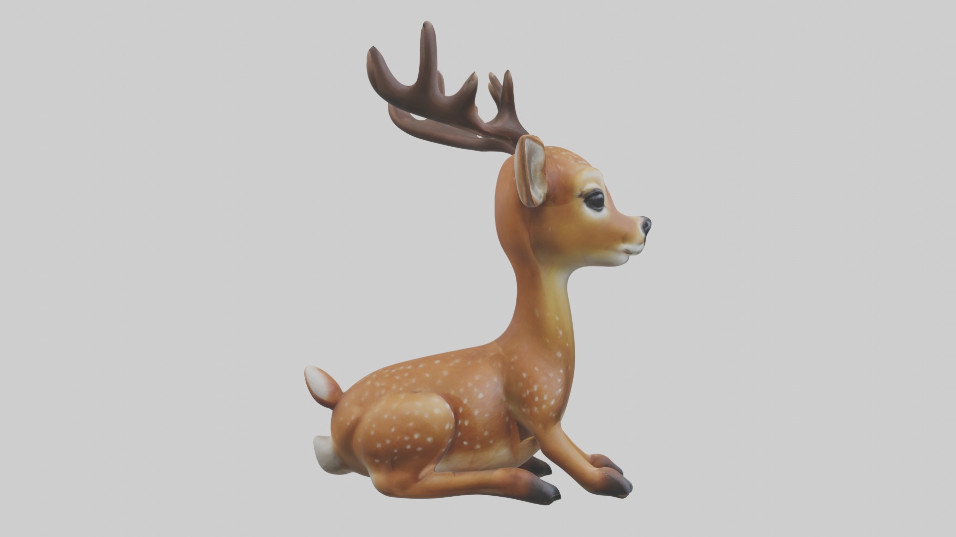 Sitting Deer Model Low-poly 3D model_7