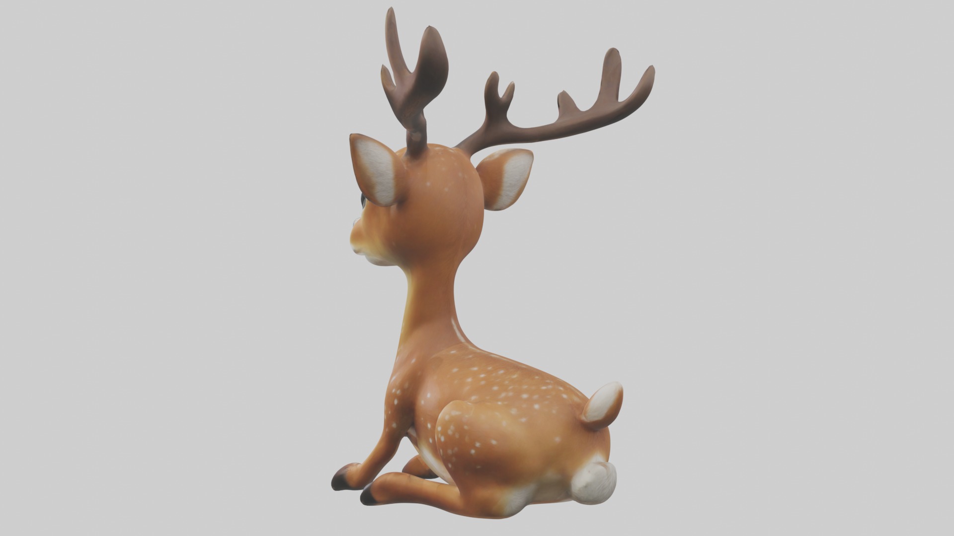Sitting Deer Model Low-poly 3D model_3