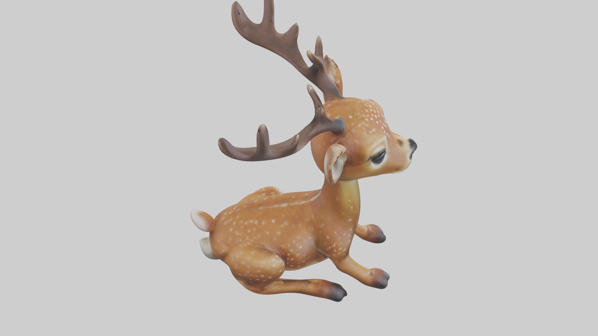 Sitting Deer Model Low-poly 3D model_12