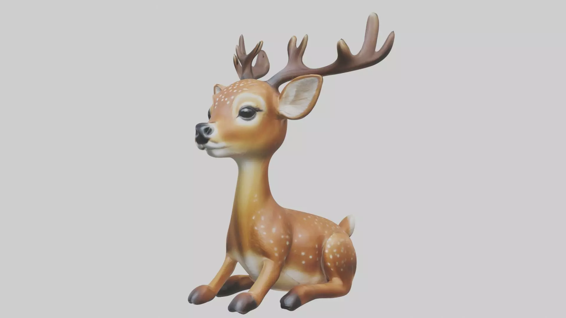 Sitting Deer Model Low-poly 3D model_0