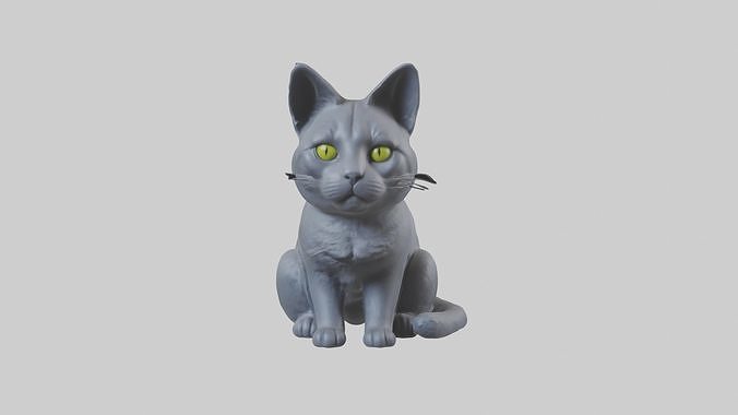 Sitting Chartreux Cat model Low-poly 3D model