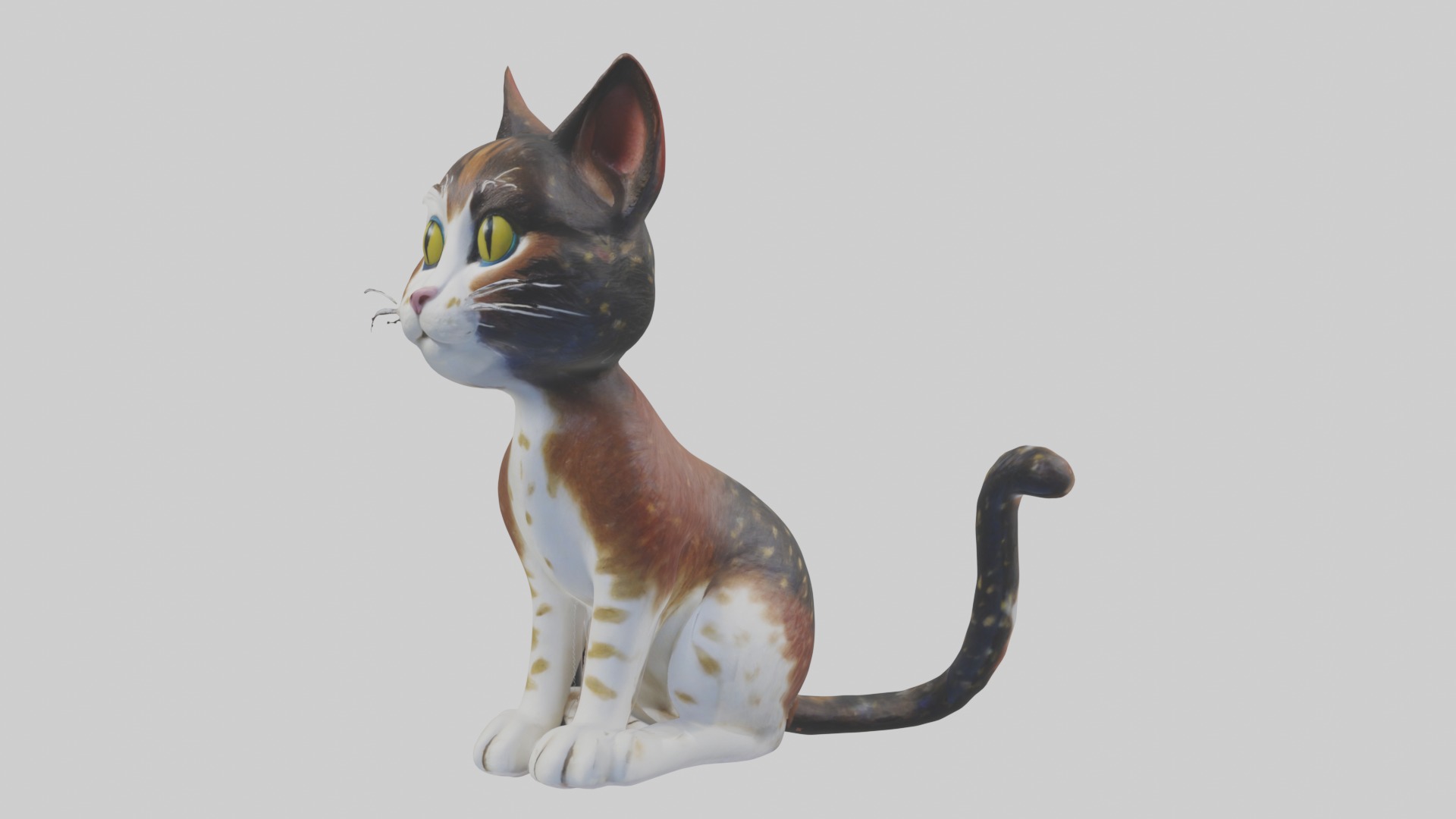 Sitting California Spangled Cat model Low-poly 3D model_1