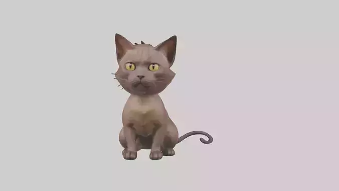 Sitting Burmese Cat model Low-poly 3D model