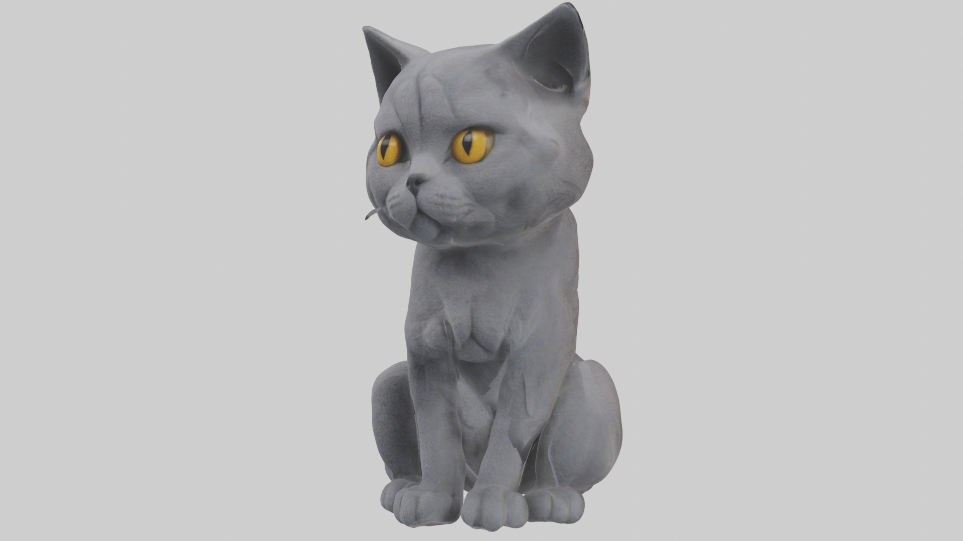 Sitting British Shorthair Cat model Low-poly 3D model_1