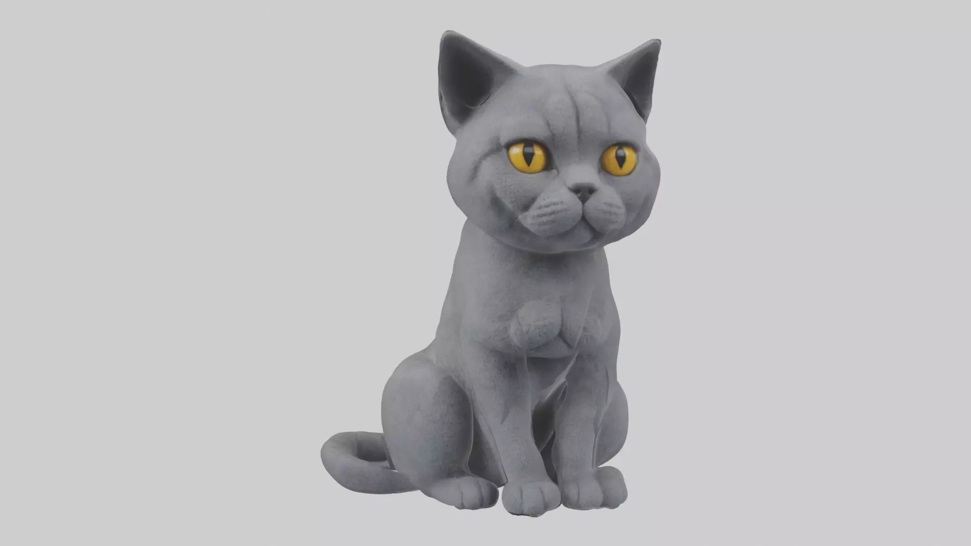 Sitting British Shorthair Cat model Low-poly 3D model_0