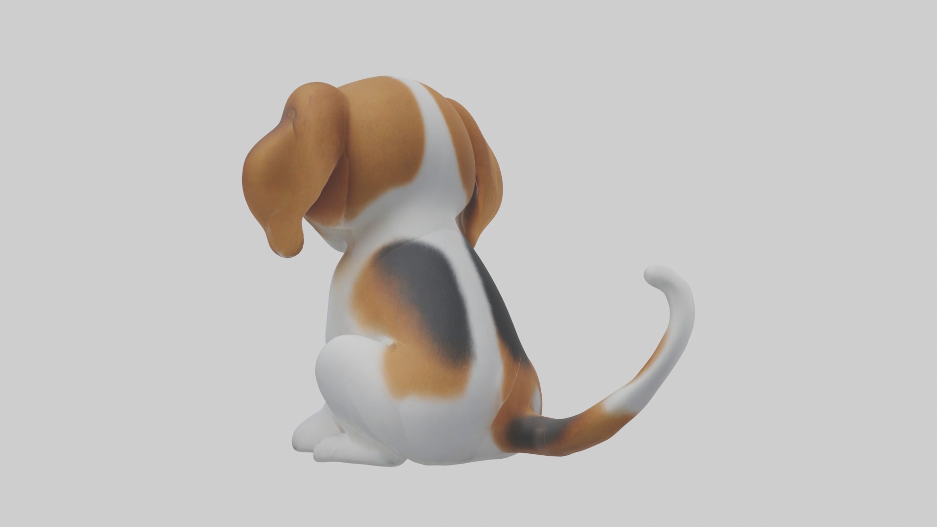 Sitting Beagle model Low-poly 3D model_2