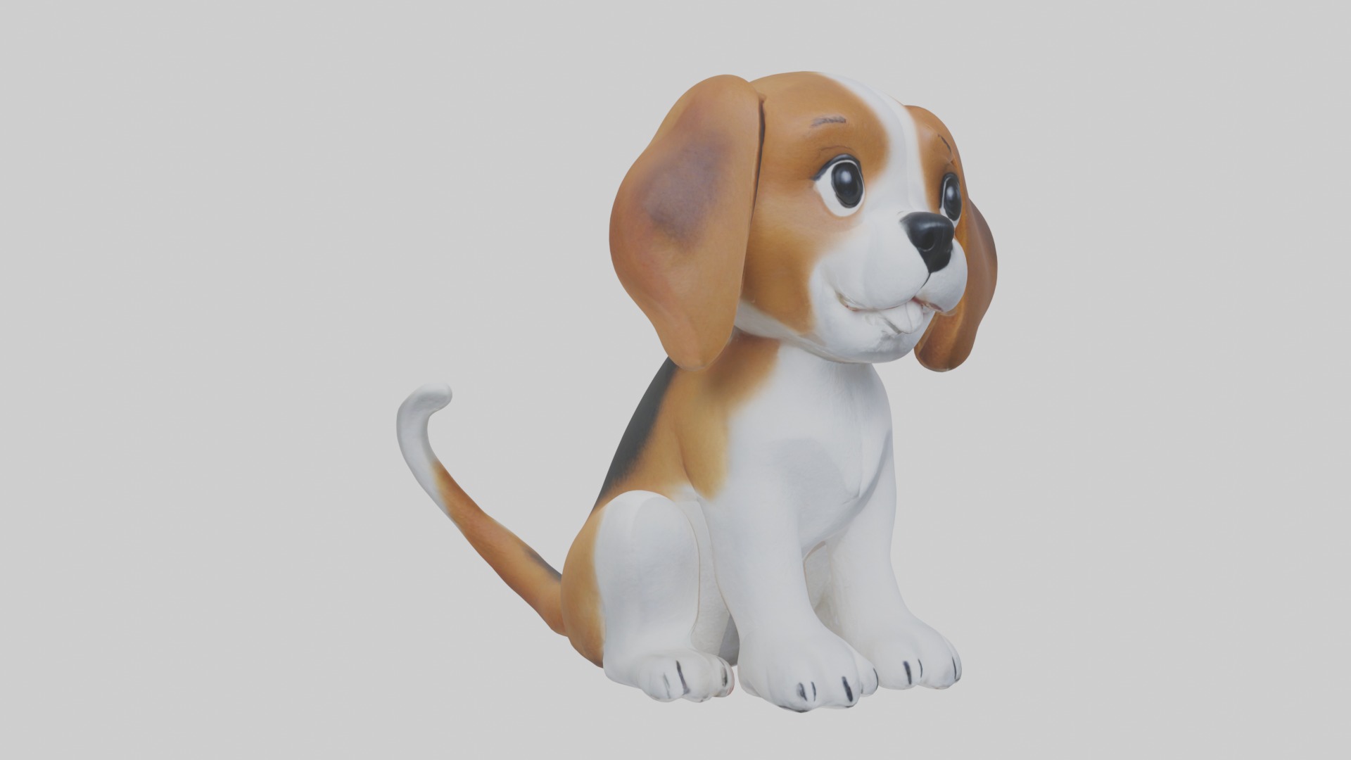 Sitting Beagle model Low-poly 3D model_5