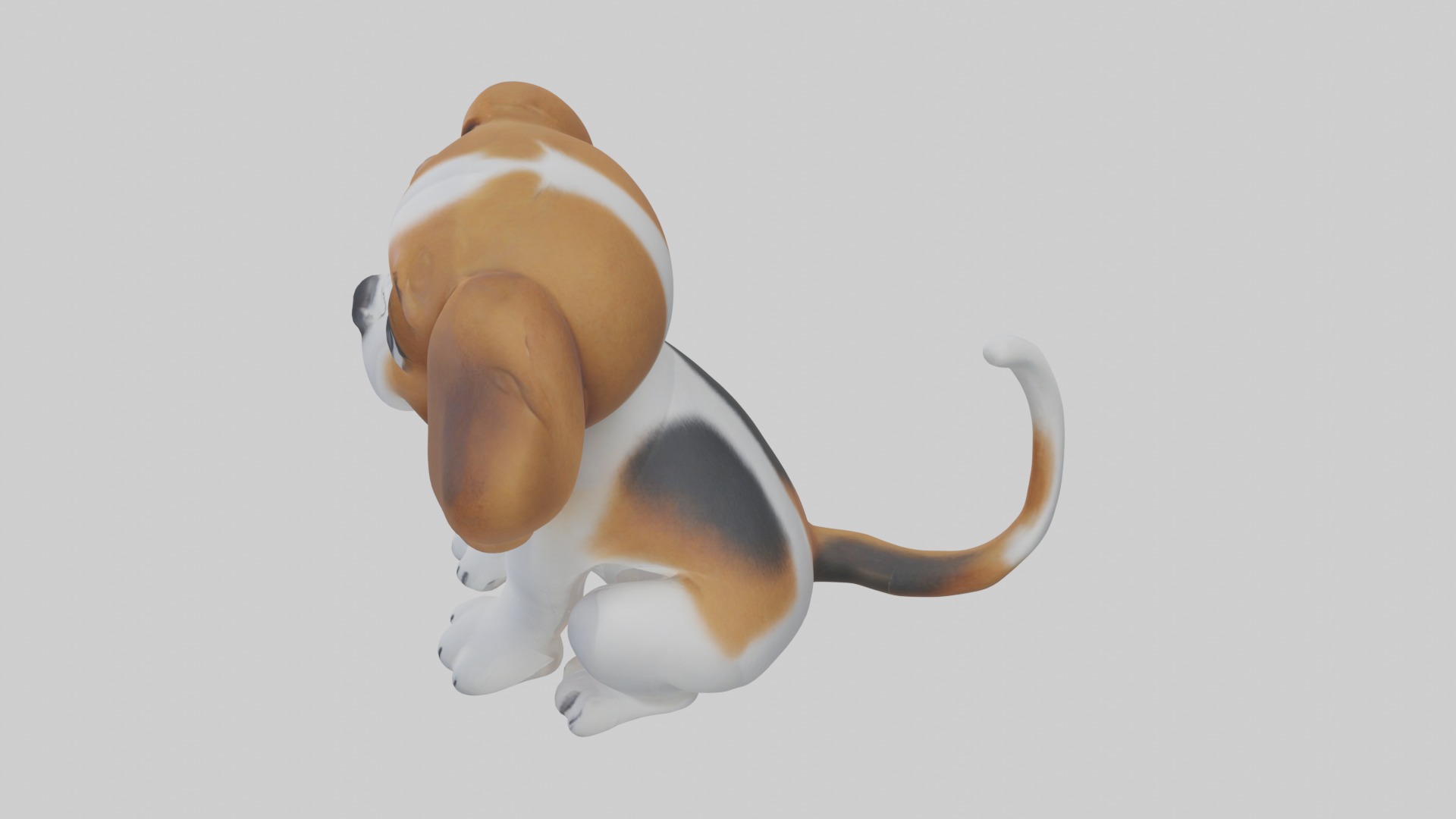 Sitting Beagle model Low-poly 3D model_11