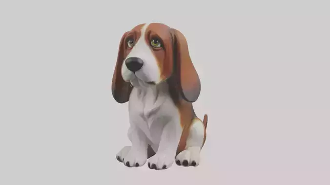 Sitting Basset Hound model