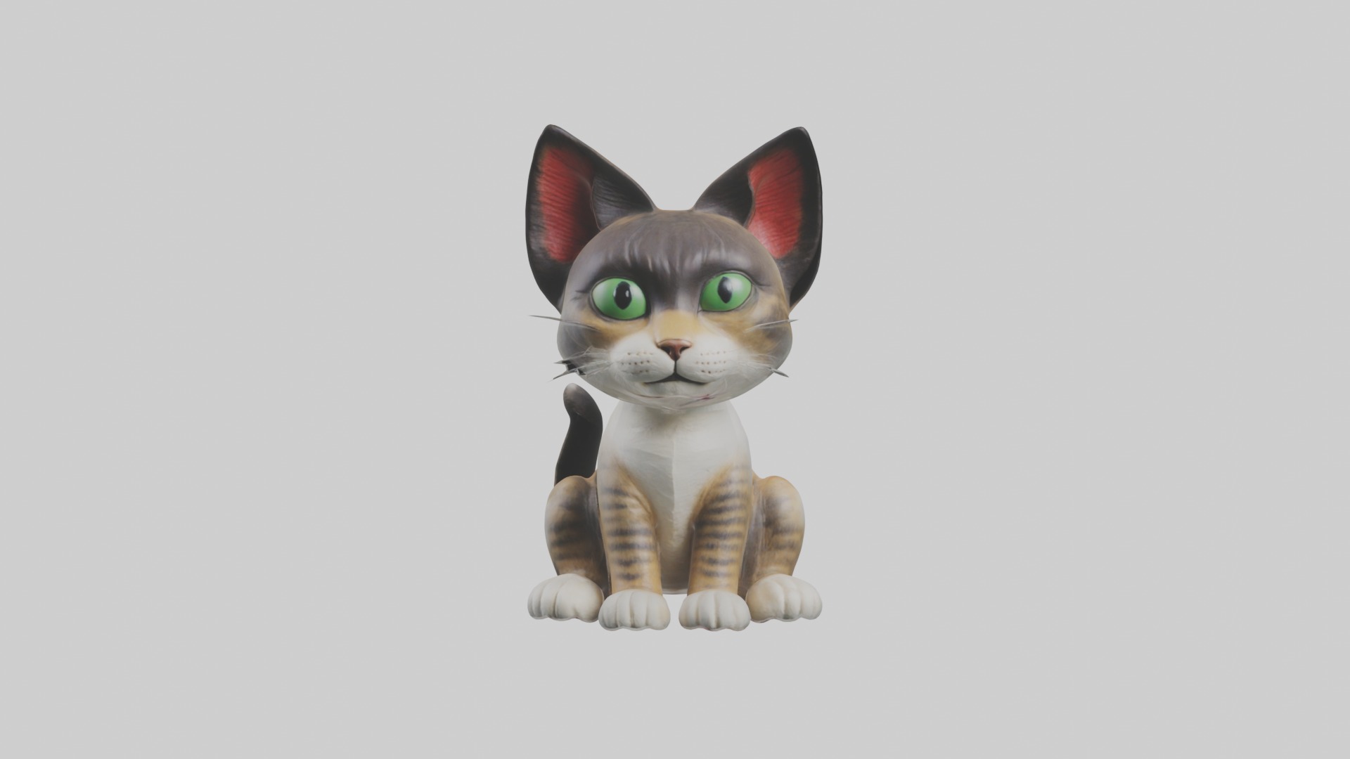 Sitting Asian Cat model Low-poly 3D model_4