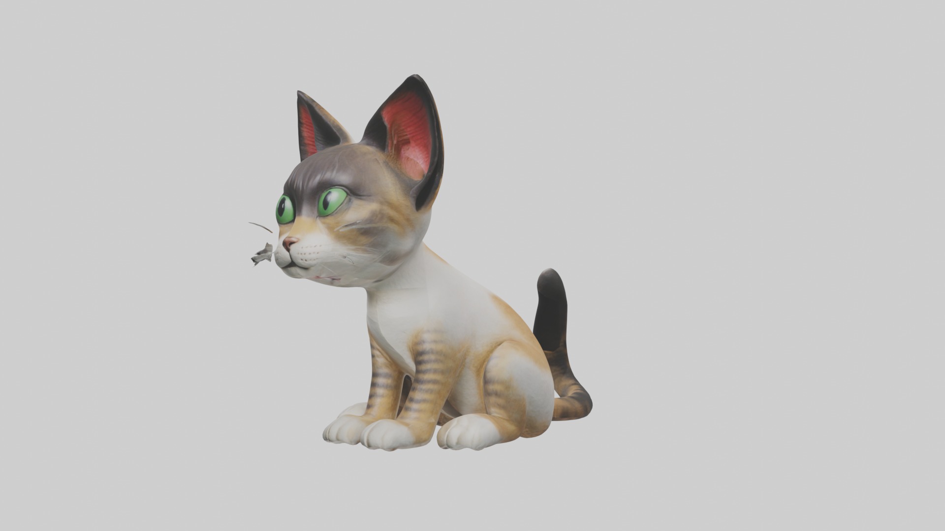 Sitting Asian Cat model Low-poly 3D model_5