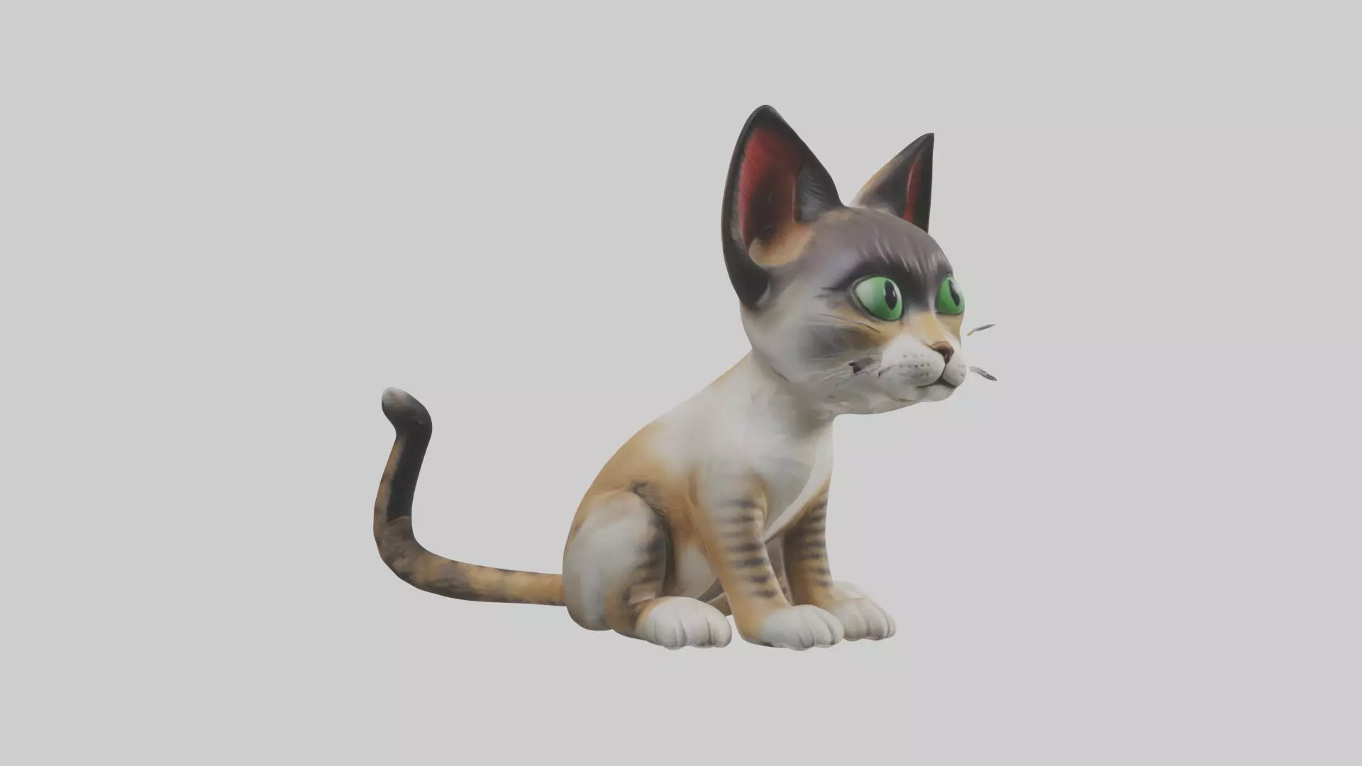 Sitting Asian Cat model Low-poly 3D model_0
