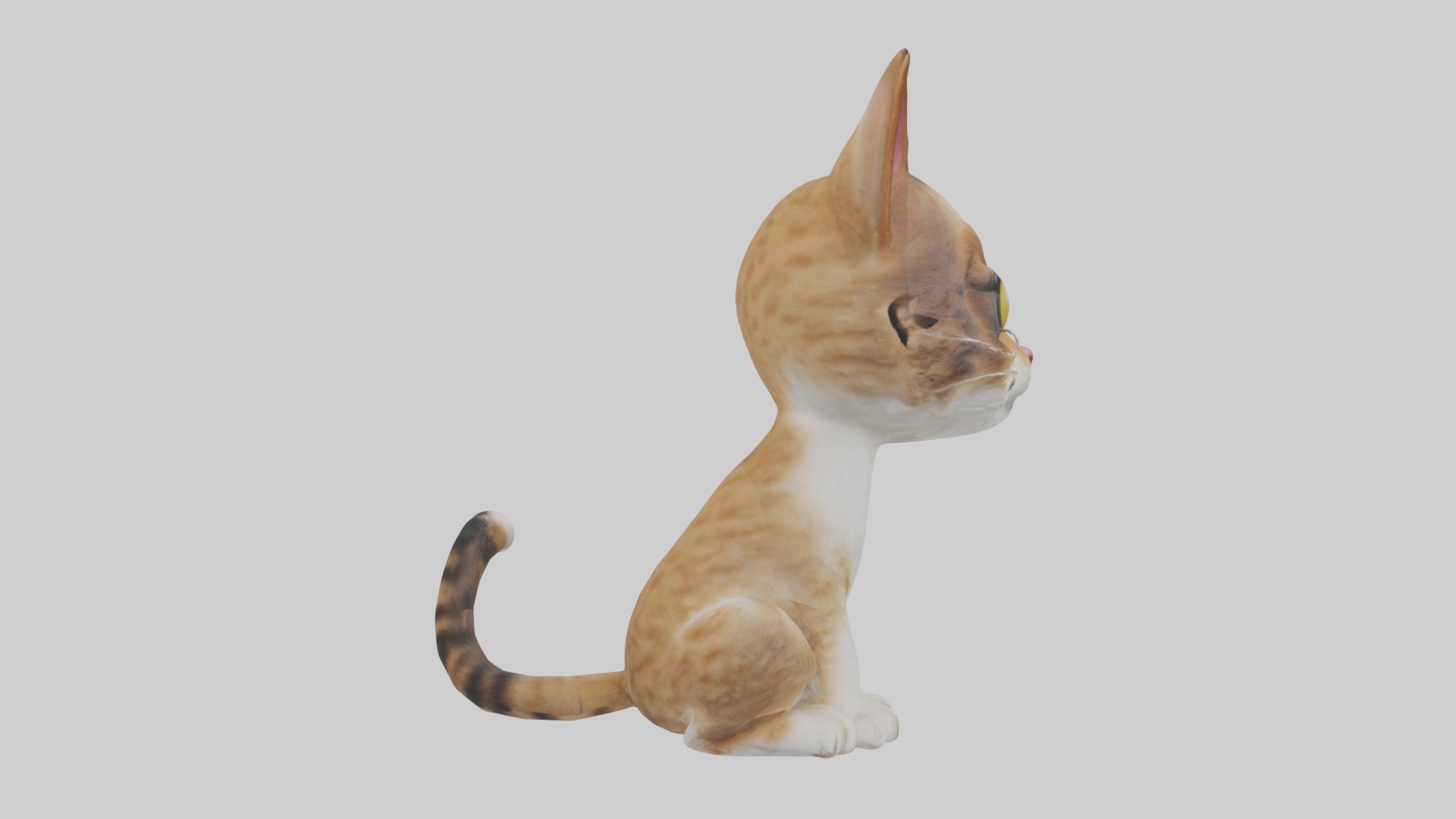 Sitting American Bobtail Cat model Low-poly 3D model_7
