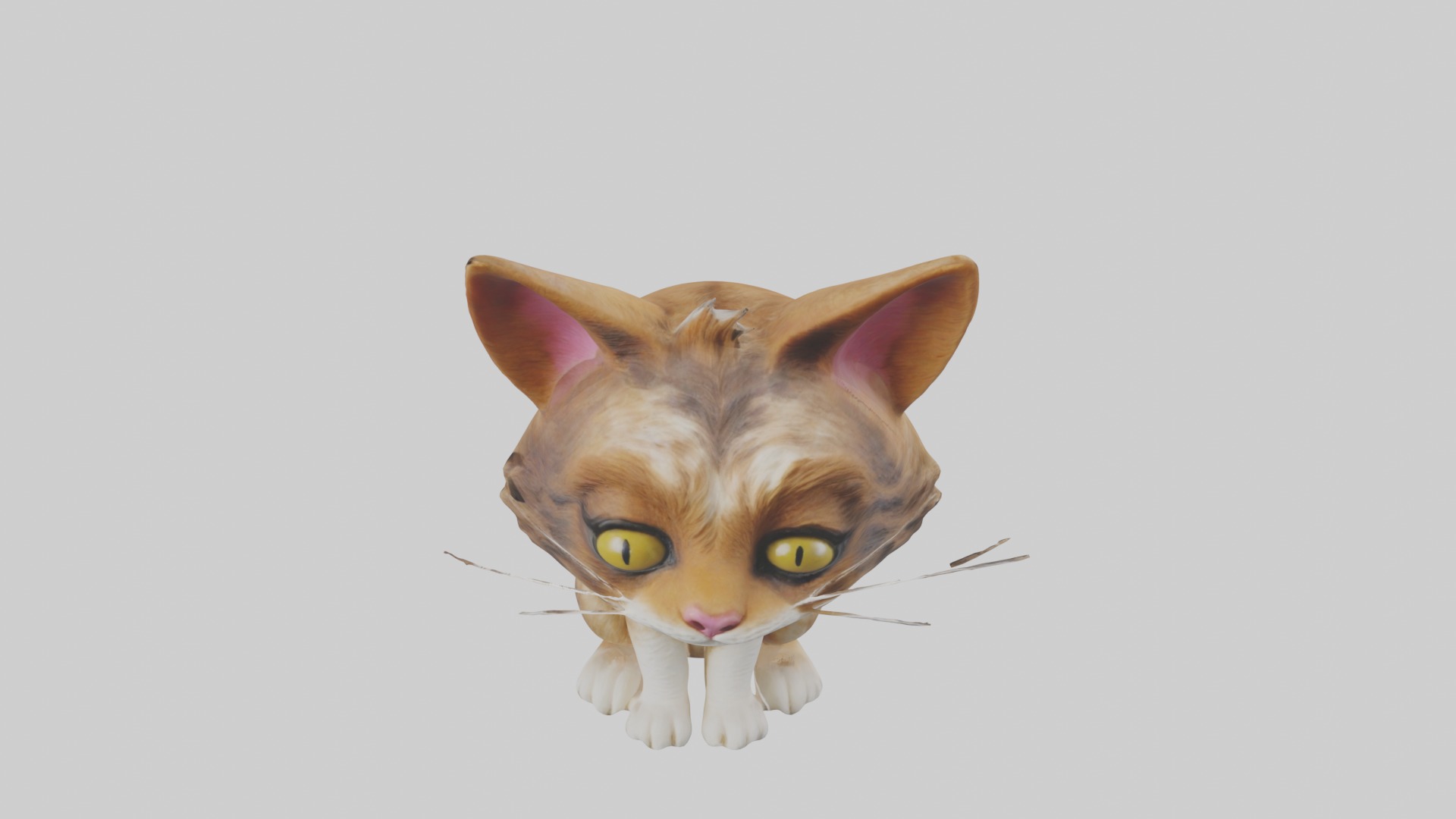 Sitting American Bobtail Cat model Low-poly 3D model_10