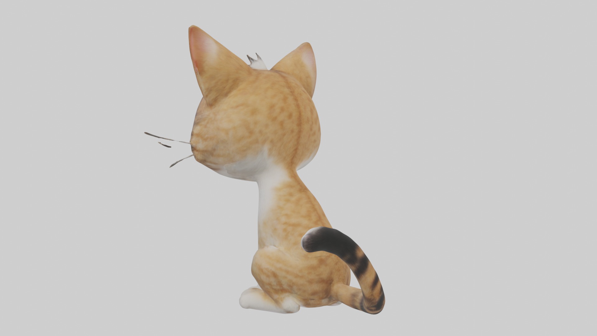 Sitting American Bobtail Cat model Low-poly 3D model_4