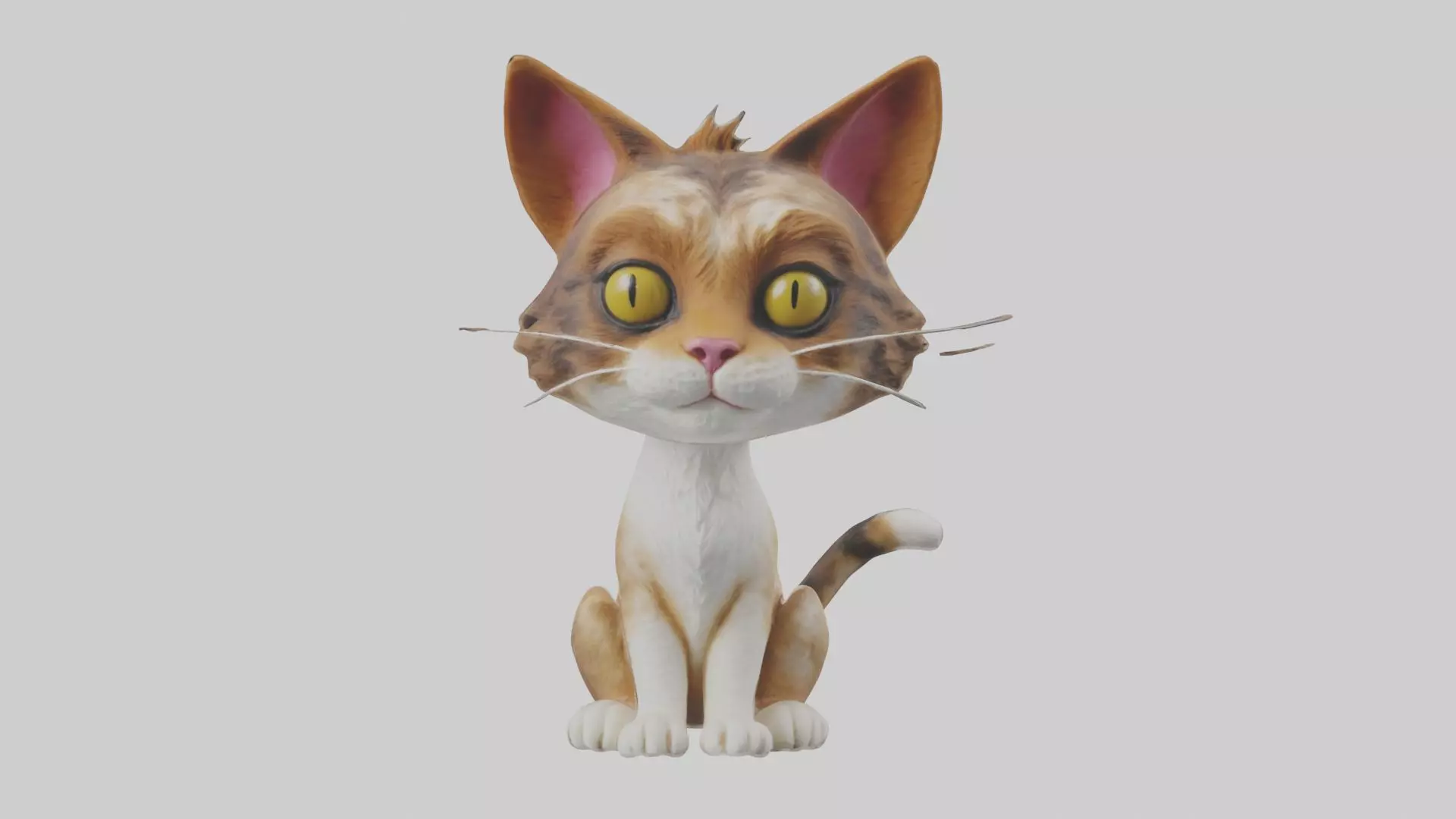 Sitting American Bobtail Cat model Low-poly 3D model_0