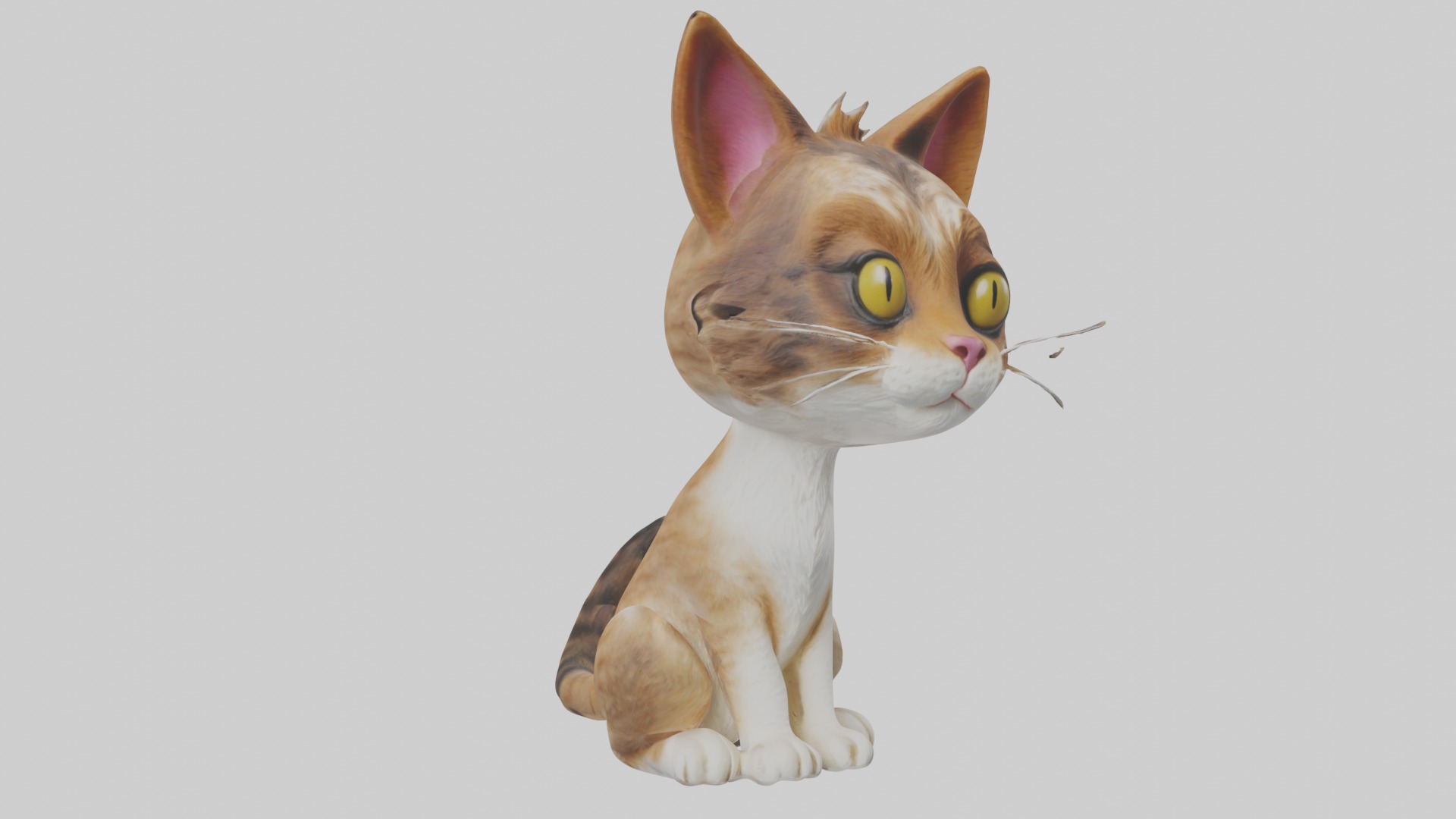 Sitting American Bobtail Cat model Low-poly 3D model_2