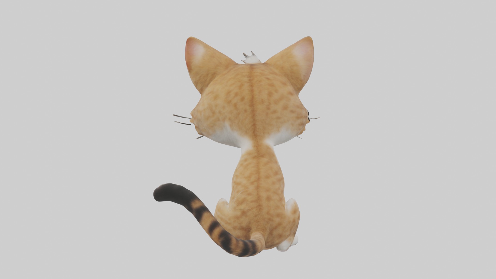 Sitting American Bobtail Cat model Low-poly 3D model_3