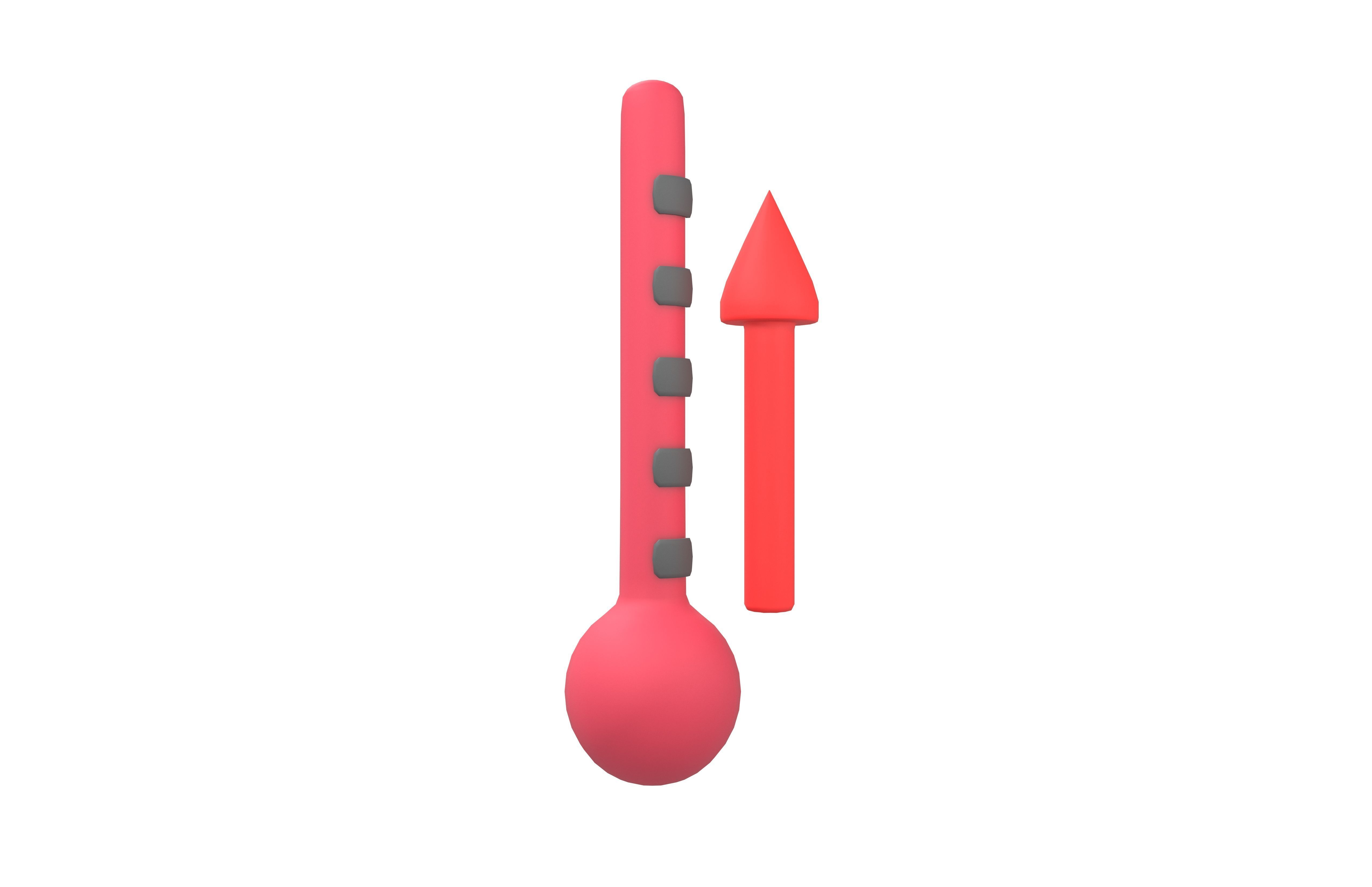 Temperature Up Icon v1 005 Low-poly 3D model_1