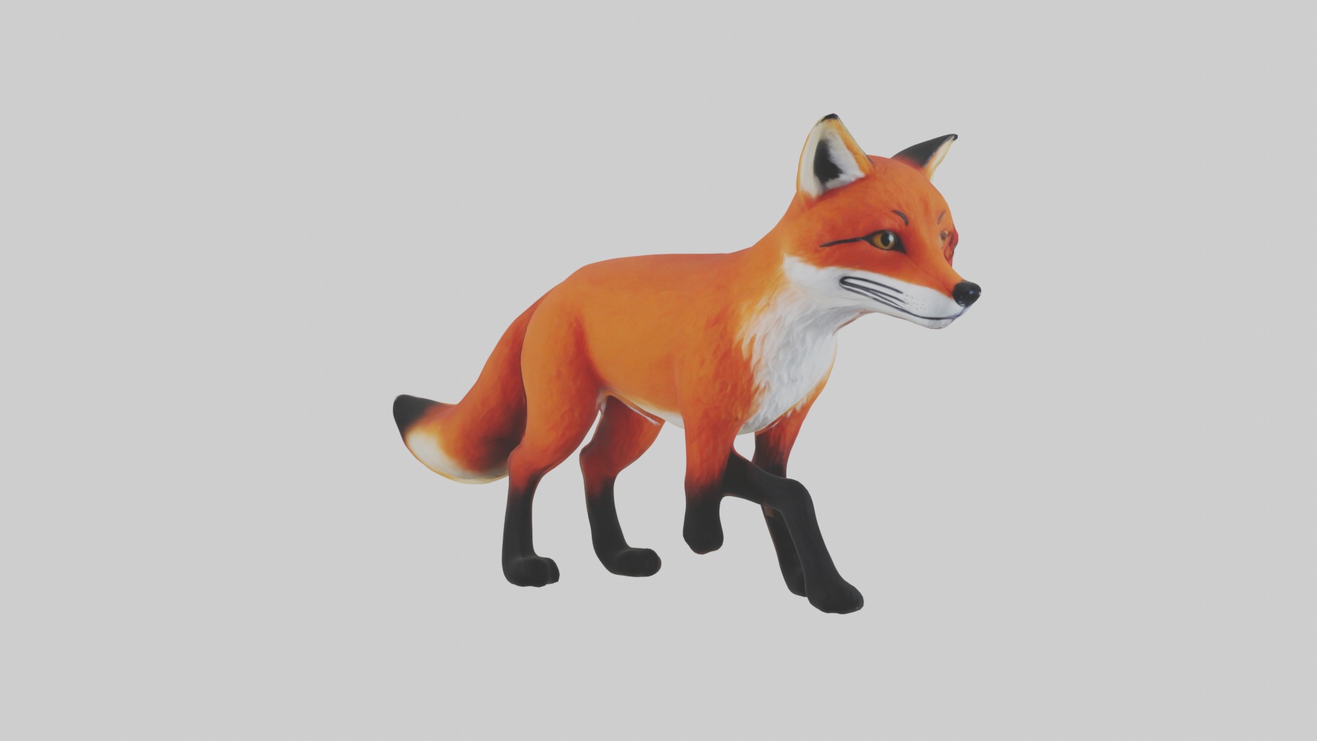 Red Fox Low-poly 3D model_3