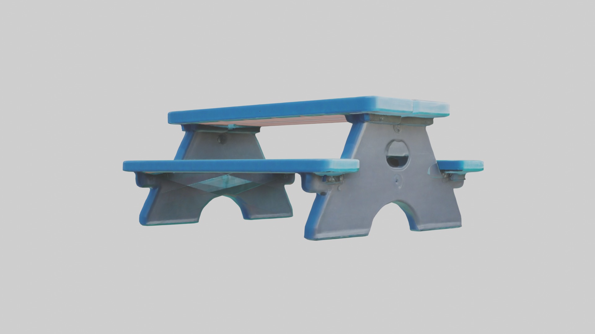 Plastic Picnic Table Low-poly 3D model_2