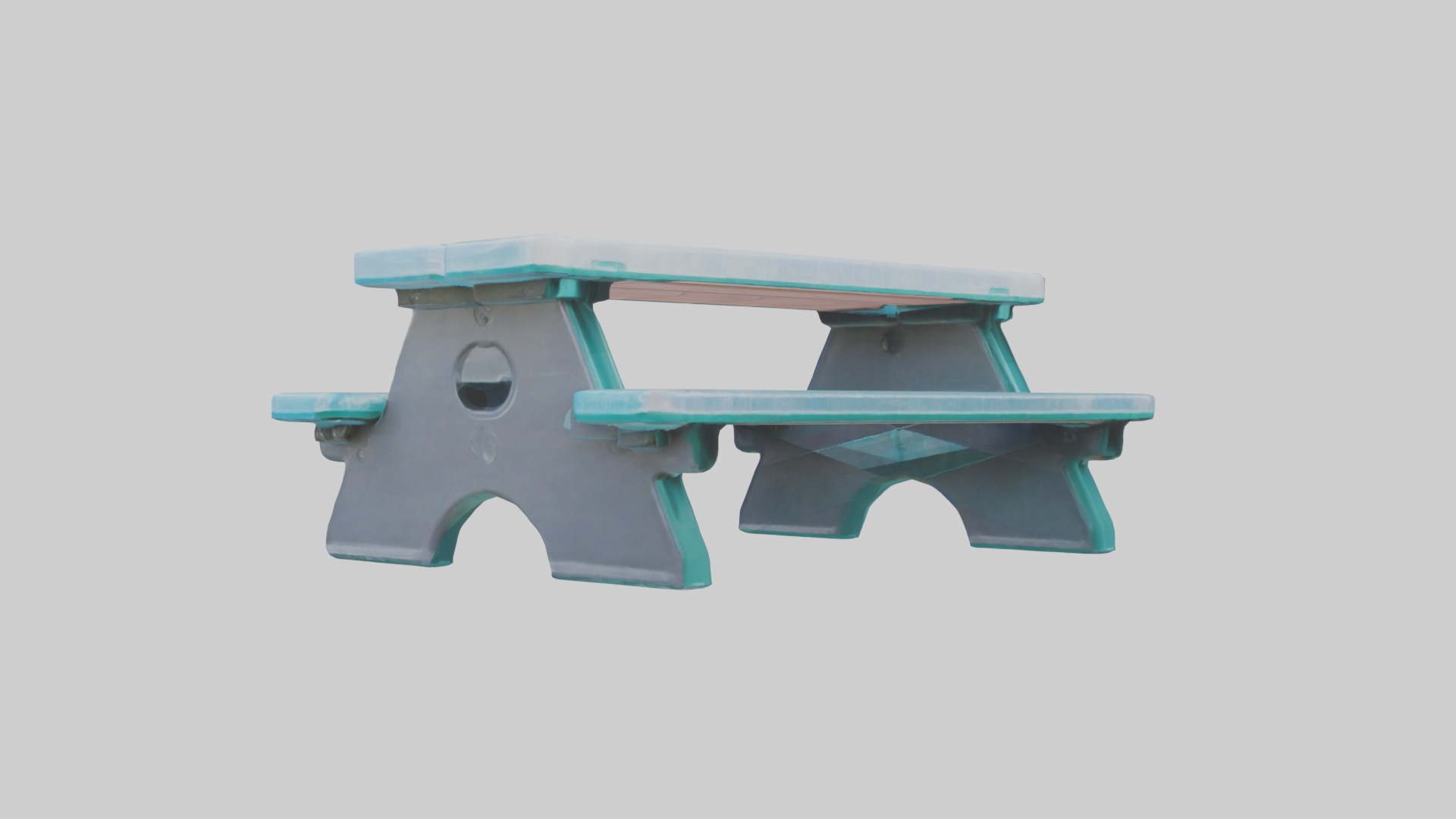 Plastic Picnic Table Low-poly 3D model_5