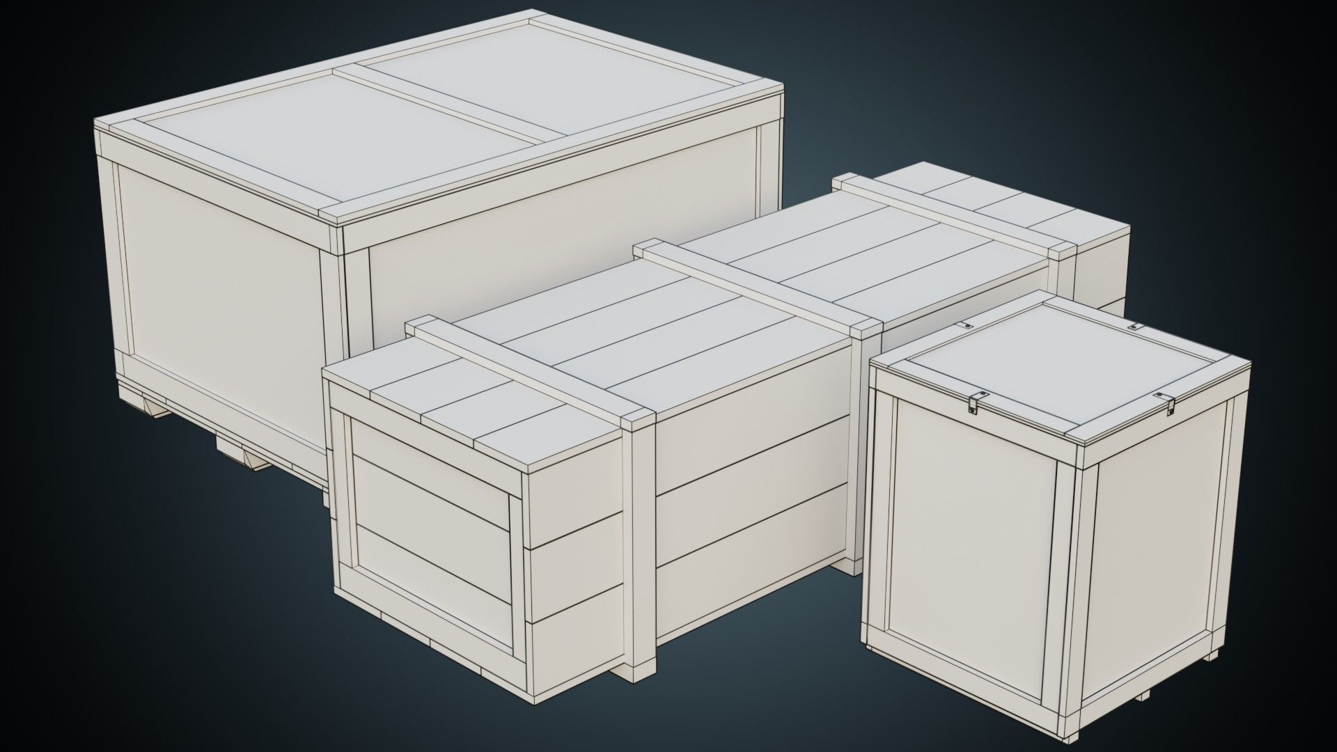Wooden Crates 1A Low-poly 3D model_8