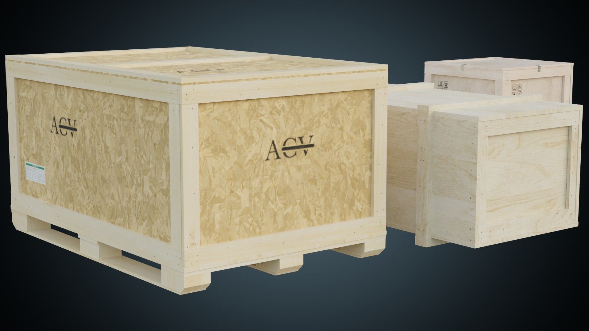 Wooden Crates 1A Low-poly 3D model_4