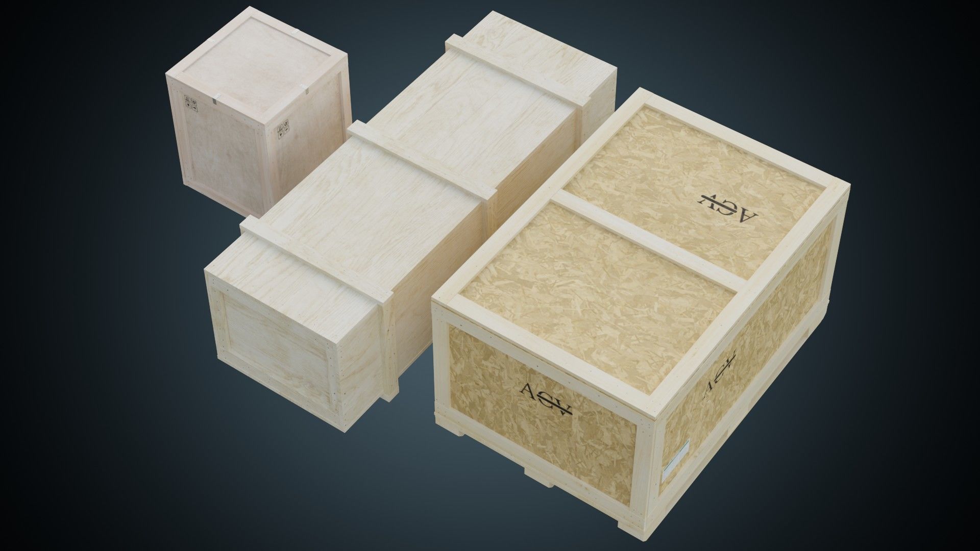 Wooden Crates 1A Low-poly 3D model_5
