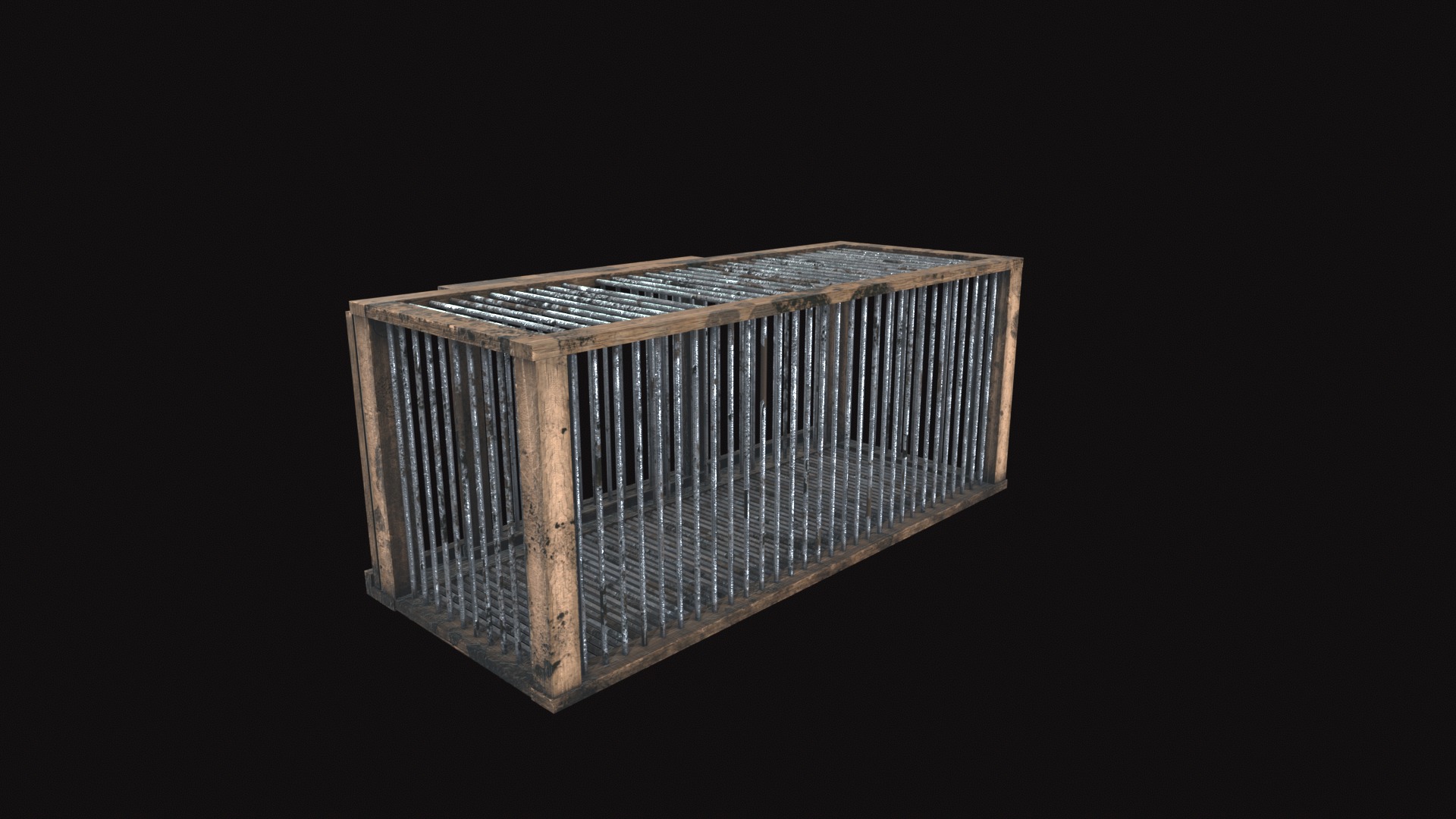 Medieval Chicken Cage Low-poly 3D model_2