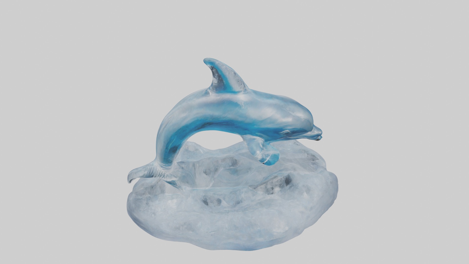 Ice sculpture of a dolphin model Low-poly 3D model_10