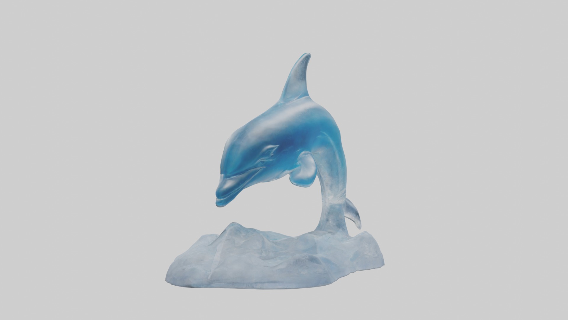 Ice sculpture of a dolphin model Low-poly 3D model_1